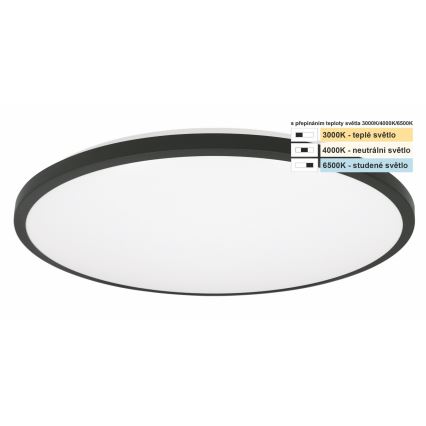 Top Light - Plafón LED de baño ONYX LED/18W/230V IP44 3000/4000/6500K diá. 34 cm negro