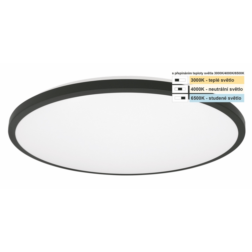Top Light - Plafón LED de baño ONYX LED/18W/230V IP44 3000/4000/6500K diá. 34 cm negro