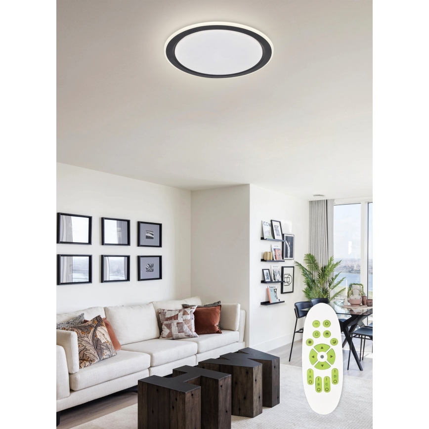 Top Light - Plafón LED regulable NORMAN LED/60W/230V diá. 49 cm negro + control remoto