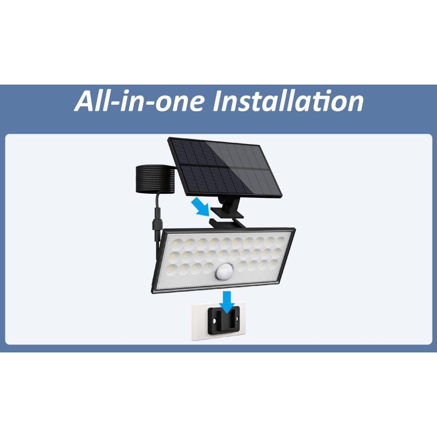 Top Light - Proyector solar de pared LED con sensor HELEON VARIO LED/8W/3,7V IP65 4000K 2200 mAh + mando a distancia