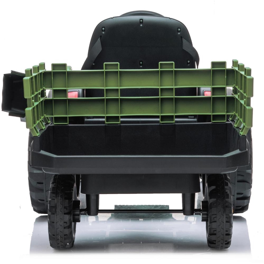 Tractor eléctrico con remolque 2x30W/7000 mAh negro/verde + control remoto