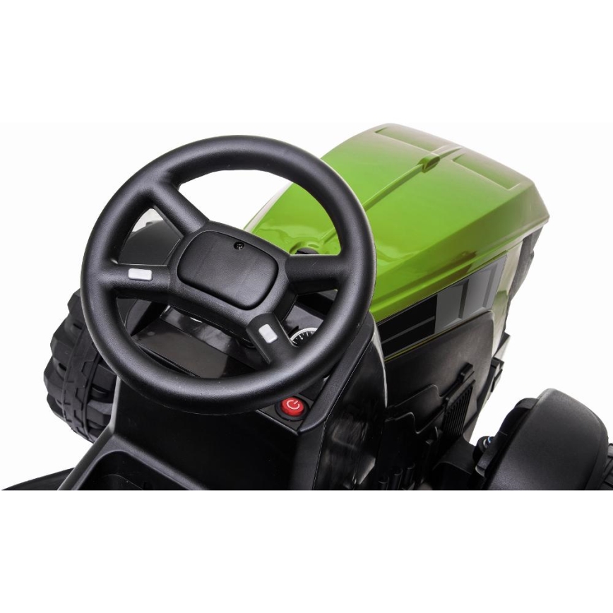 Tractor eléctrico con remolque 2x30W/7000 mAh negro/verde + control remoto