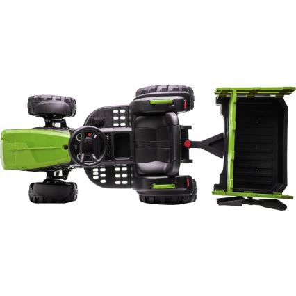 Tractor eléctrico con remolque 2x30W/7000 mAh negro/verde + control remoto