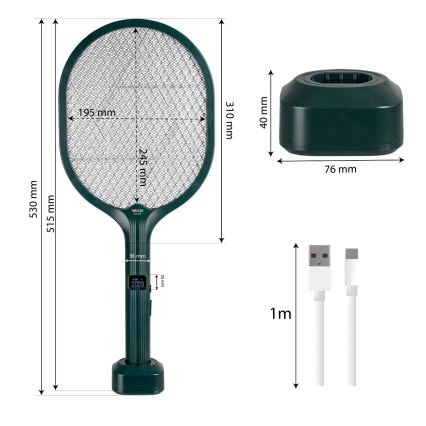 Trampa de insectos LED eléctrica 2en1 1200 mAh/5V verde