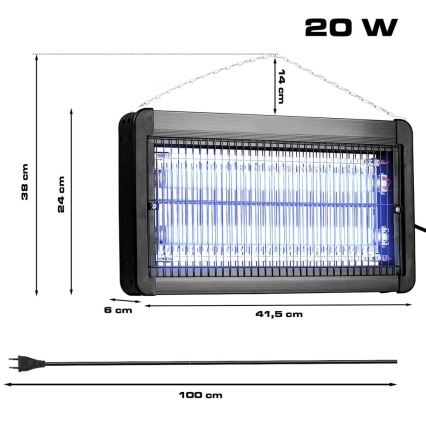 Trampa eléctrica para insectos 2x10W/230V 100 m²