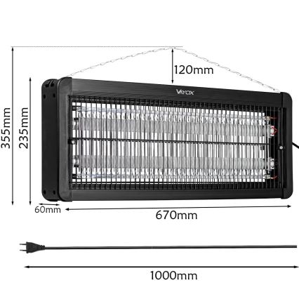 Trampa eléctrica para insectos 2x20W/230V 180 m²