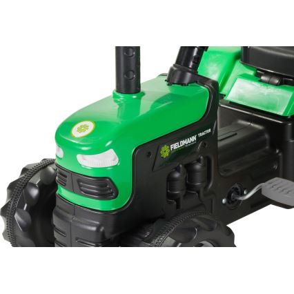 Trator de pedal com carrinho preto/verde