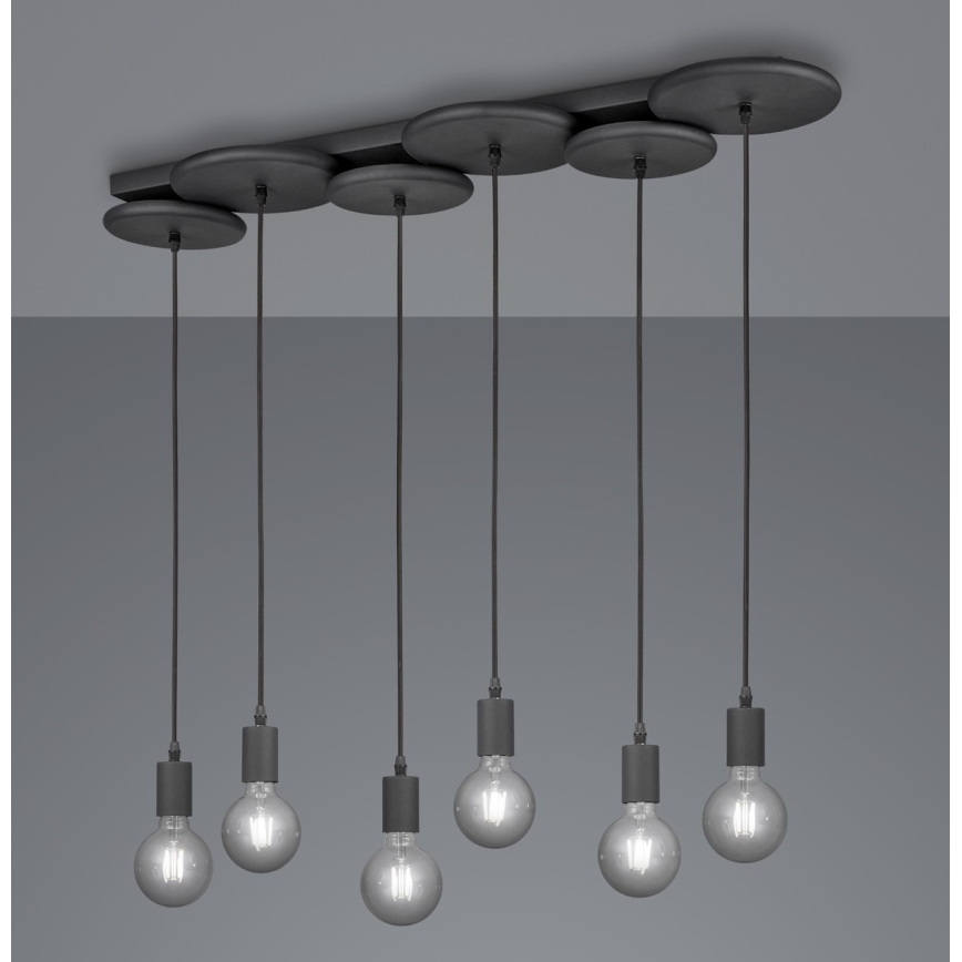 Trio - Lámpara colgante DISCUS 6xE27/28W/230V negro