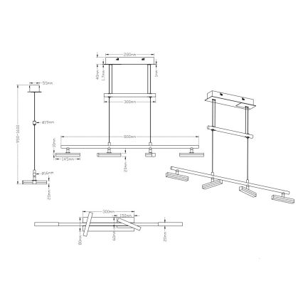 Trio - Lámpara colgante LED regulable OPIUM 4xLED/4,5W/230V