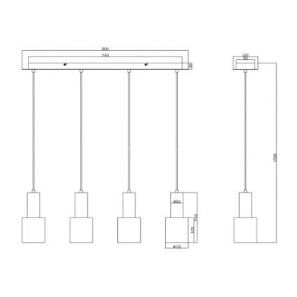 Trio - Lámpara colgante WAILER 4xGU10/5W/230V gris