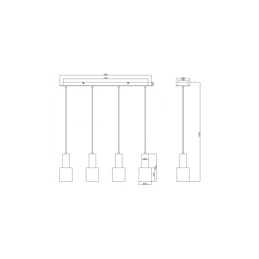 Trio - Lámpara colgante WAILER 4xGU10/5W/230V gris