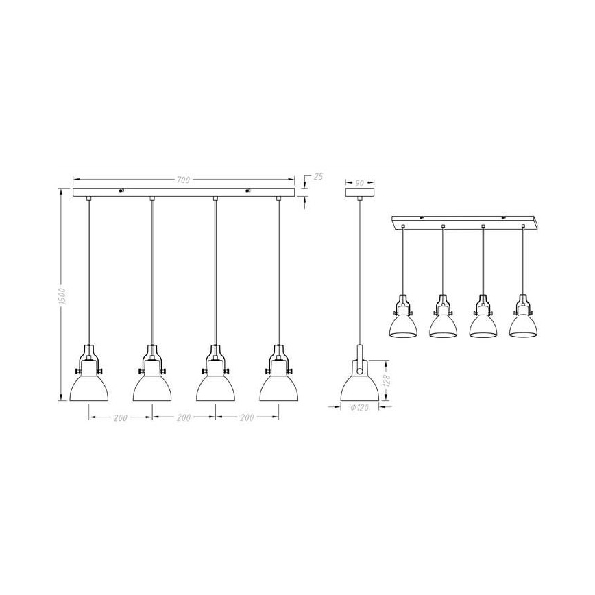 Trio - Lámpara de araña de cable GINELLI 4xE14/28W/230V