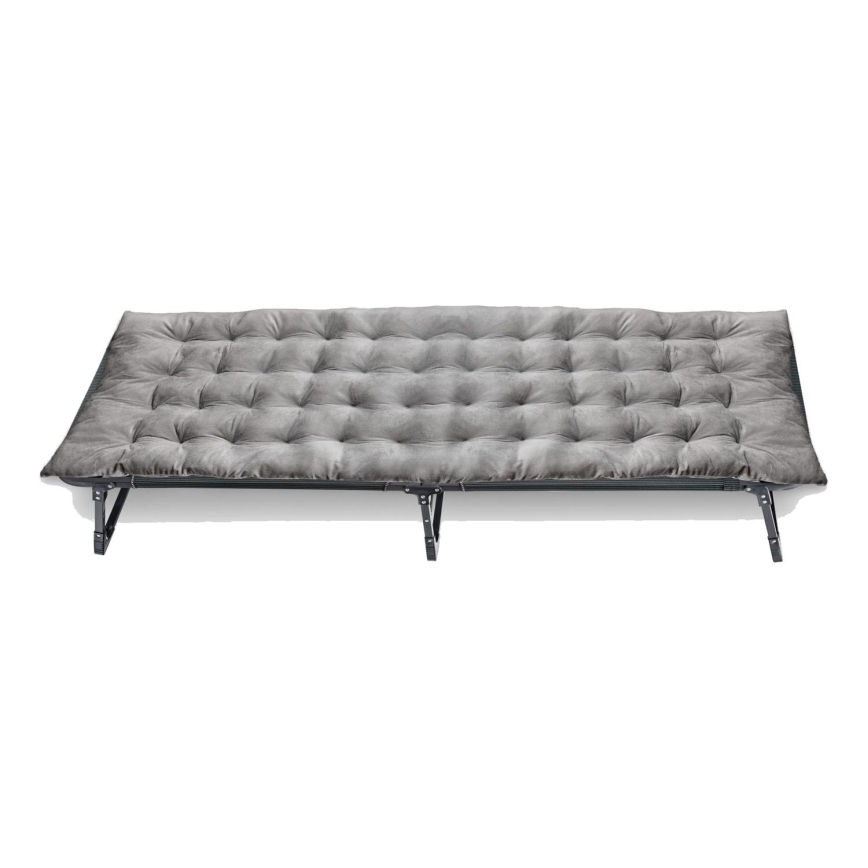 Tumbona plegable de camping con colchón gris