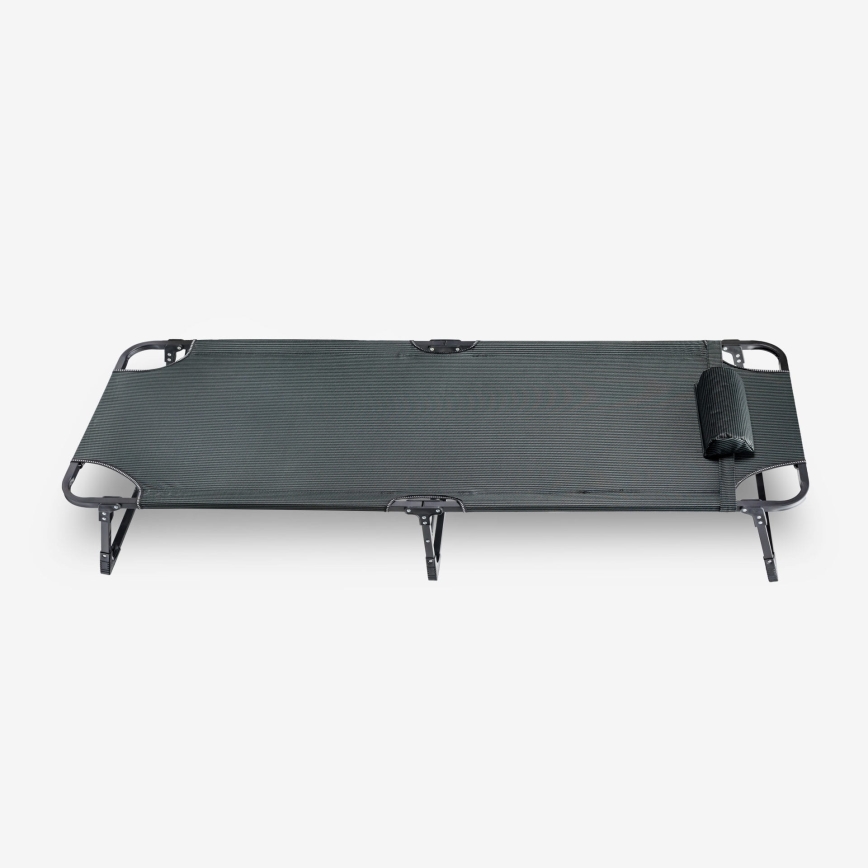 Tumbona plegable de camping con colchón gris