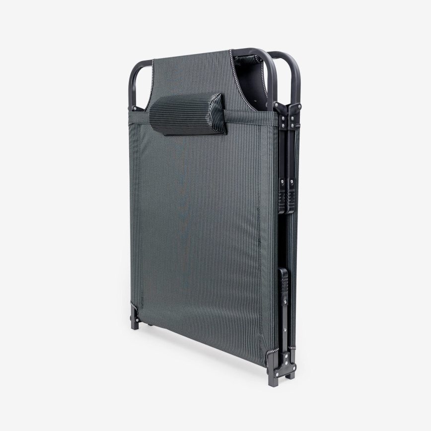 Tumbona plegable de camping con colchón gris