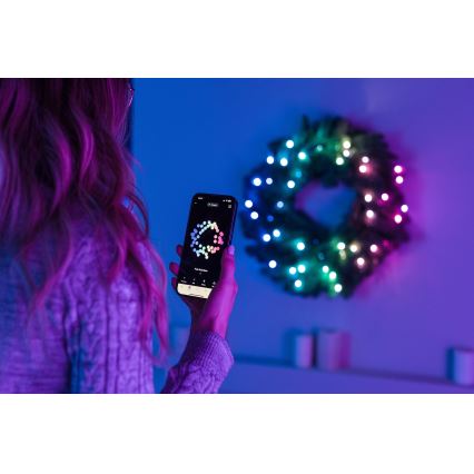 Twinkly - Corona de Navidad LED RGB regulable 50xLED d. 60 cm Wi-Fi