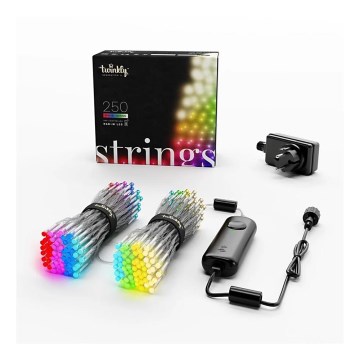 Twinkly - LED RGBW Regulable exterior Cinta de Navidad STRINGS 250xLED 23,5m IP44 Wi-Fi