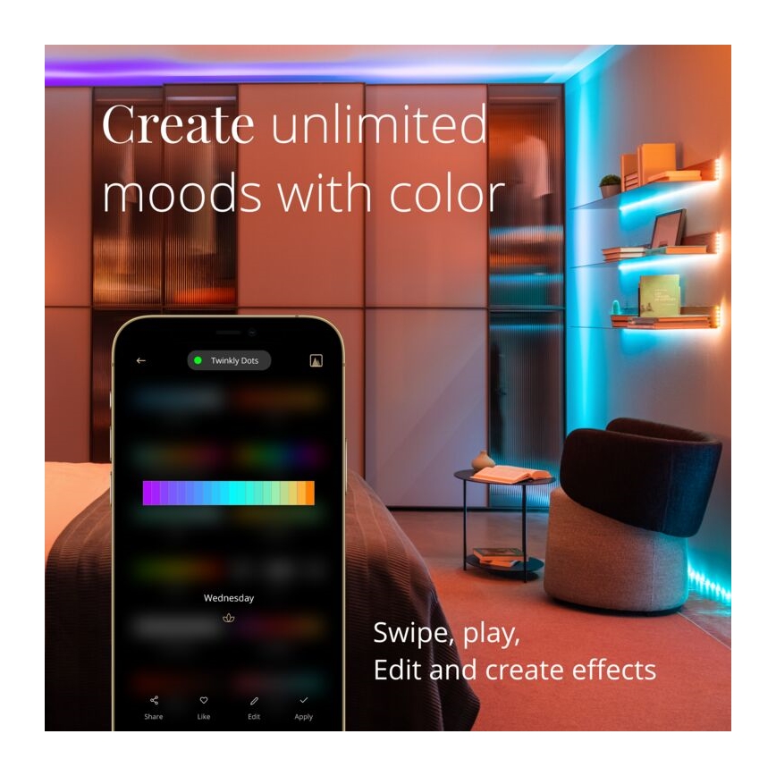 Twinkly - Tira LED RGB regulable para exteriores DOTS 400xLED 20 m IP44 Wi-Fi