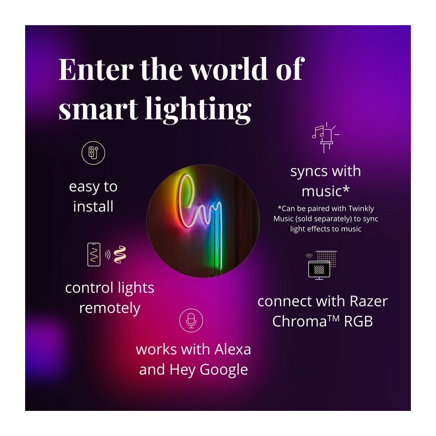 Twinkly - LED RGB Tira regulable FLEX 200xLED 2 m Wi-Fi