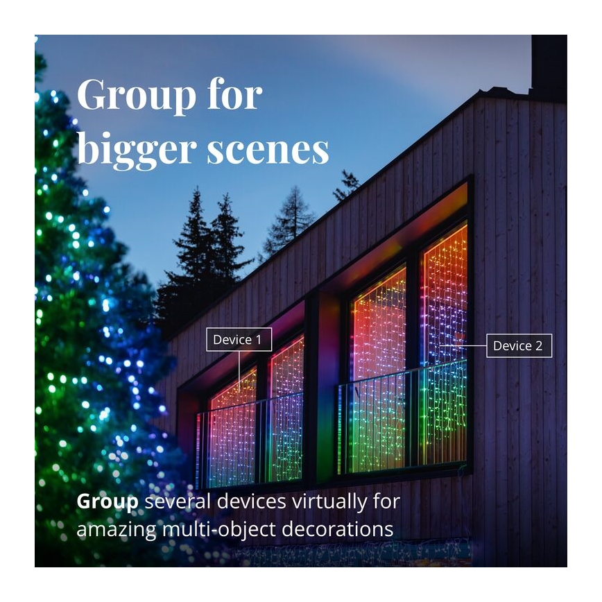 Twinkly - Cortina de Navidad LED para exteriores regulable RGBW CURTAIN 210xLED 6,1m IP44 Wi-Fi