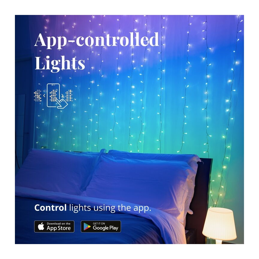 Twinkly - Cortina de Navidad LED para exteriores regulable RGBW CURTAIN 210xLED 6,1m IP44 Wi-Fi