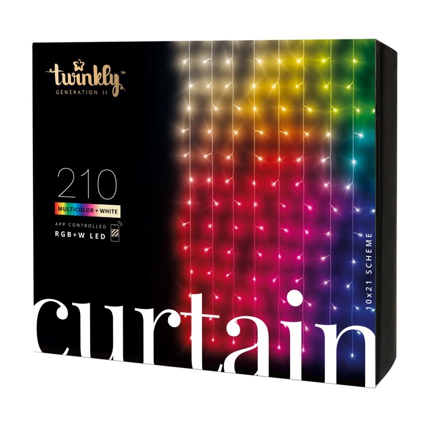 Twinkly - Cortina de Navidad LED para exteriores regulable RGBW CURTAIN 210xLED 6,1m IP44 Wi-Fi