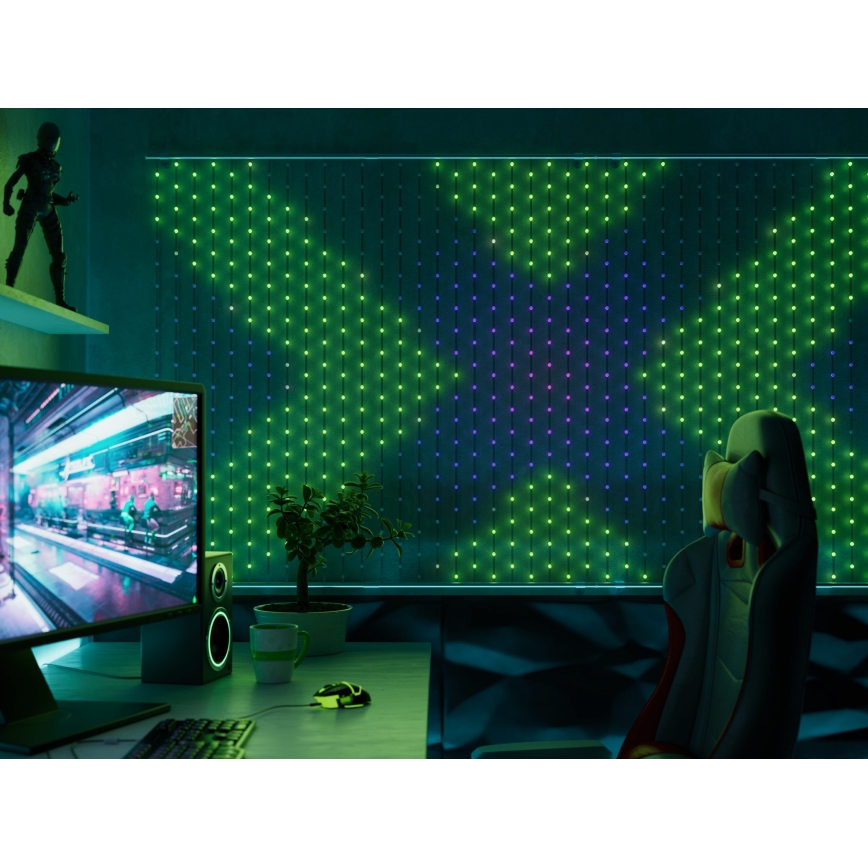 Twinkly - Cortina de Navidad LED RGB Regulable 1x1m Wi-Fi