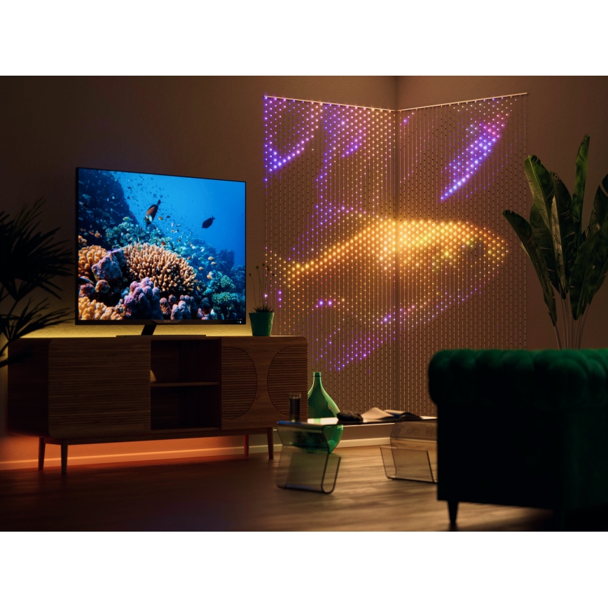 Twinkly - Cortina de Navidad LED RGB Regulable 1x1m Wi-Fi