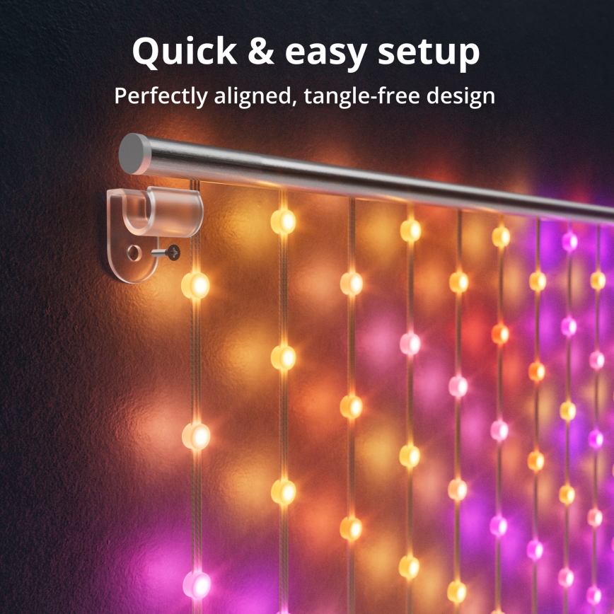 Twinkly - Cortina de Navidad LED RGB Regulable 1x1m Wi-Fi