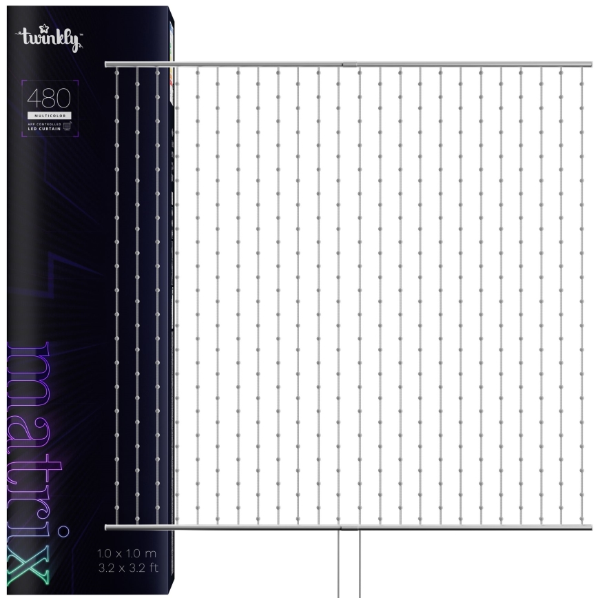 Twinkly - Cortina de Navidad LED RGB Regulable 1x1m Wi-Fi