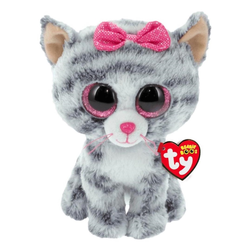 TY - Juguete de peluche KIKI gato 15 cm gris