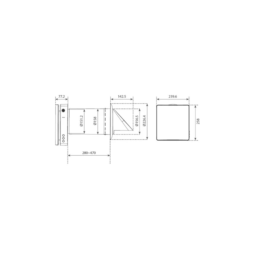 Unidad de recuperación de calor para habitaciones 12W Wi-Fi Tuya + control remoto