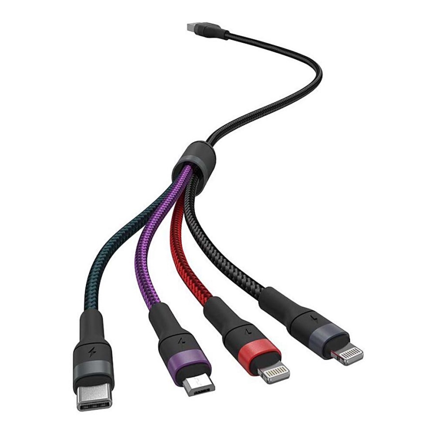 USB / USB Lightning / MicroUSB / USB-C 1,2m multicolor