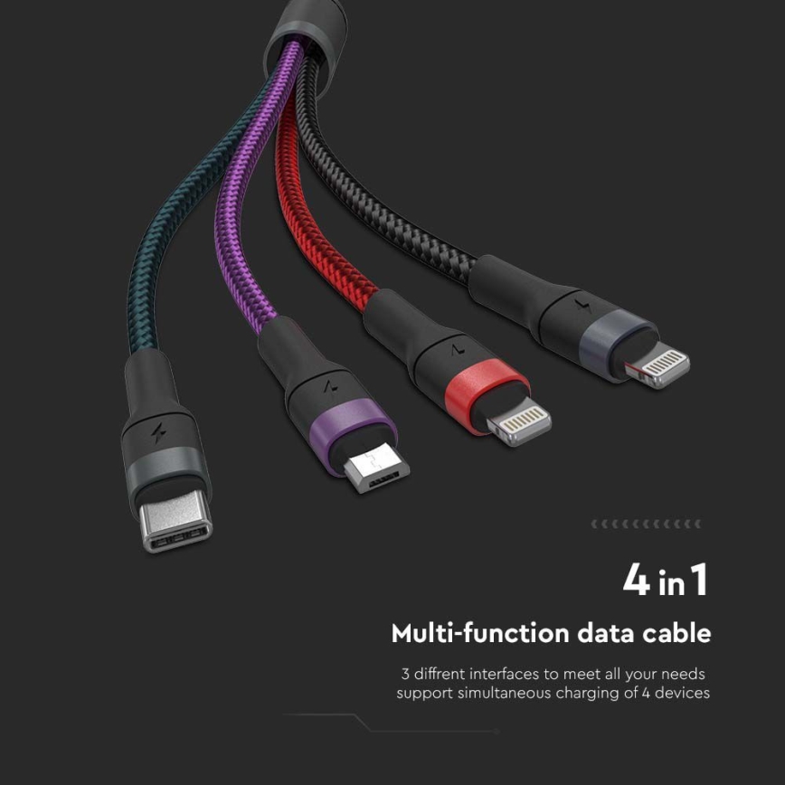 USB / USB Lightning / MicroUSB / USB-C 1,2m multicolor