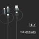 USB / USB Lightning / MicroUSB / USB-C 1,2m negro
