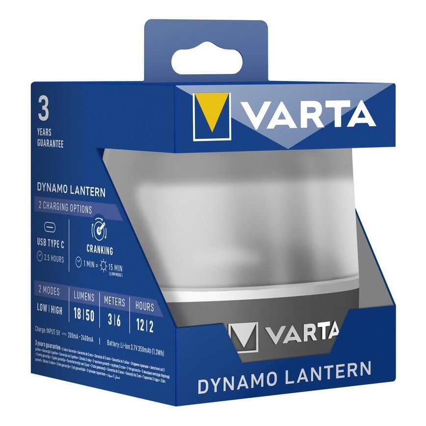 Varta 17670101111 - Luz LED recargable DYNAMO LANTERN LED/5V IP54
