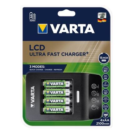 Varta 40084 - Cargador inteligente LCD ULTRA FAST+ 4xNiMH AA 2100 mAh 230V