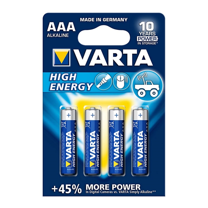 Varta 4903 - 4 pz. Pila alcalina HIGH ENERGY AAA 1,5V