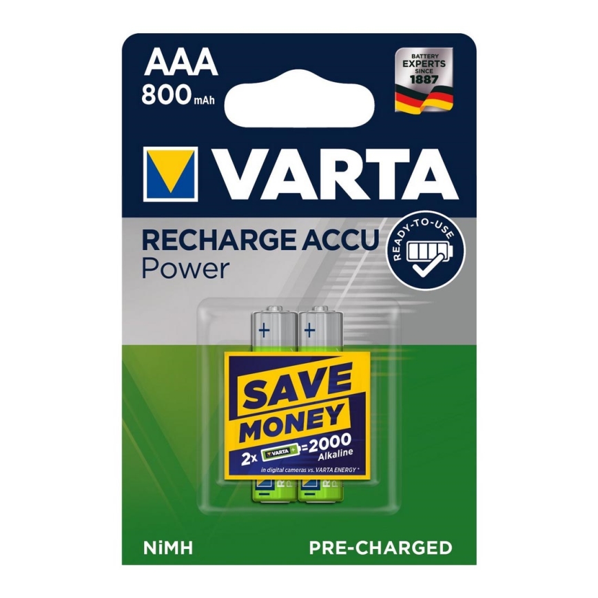 Varta 56703 - 2 pz. Baterías recargables ACCU AAA NiMH/800mAh/1,2V