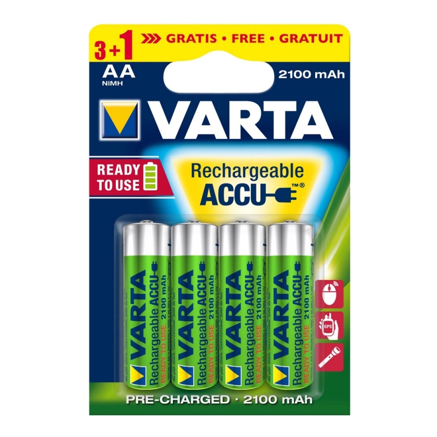 Varta 5675 - 3+1 pz. Baterías recargables ACCU AA Ni-MH/2100mAh/1,2V