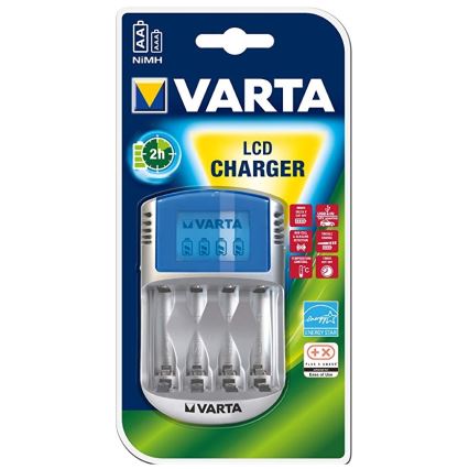 Varta 57070 - Cargador de baterías LCD 4xAA/AAA 100-240V/12V/5V