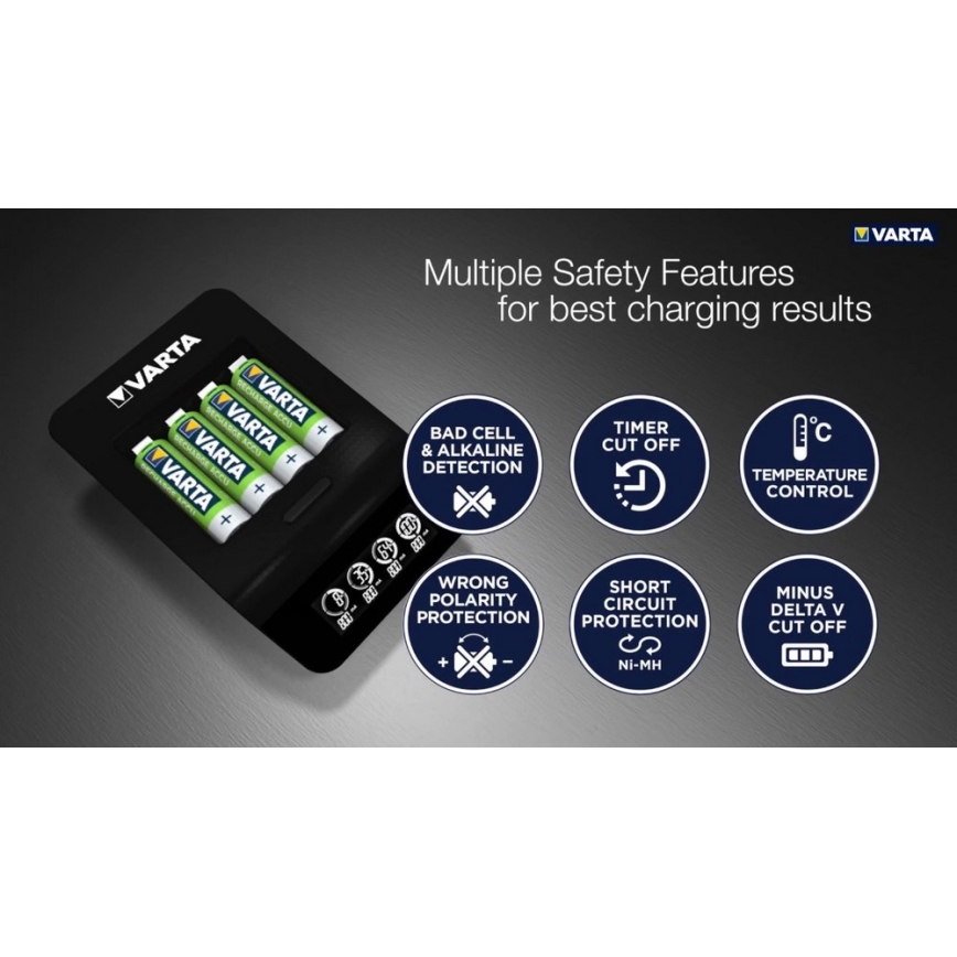 VARTA 57684 - LCD Cargador Smart 4xAA/AAA carga 1,5h