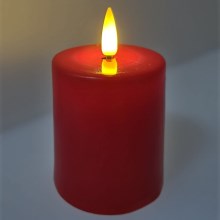 Vela LED LED/2xAA blanco cálido 9 cm rojo