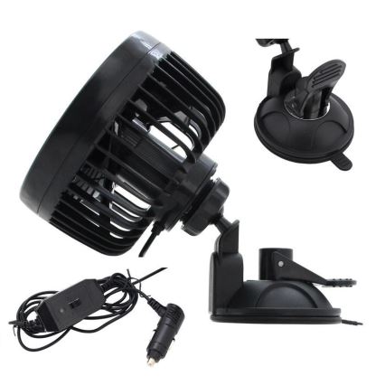 Ventilador de coche con ventosa 9W/12V negro