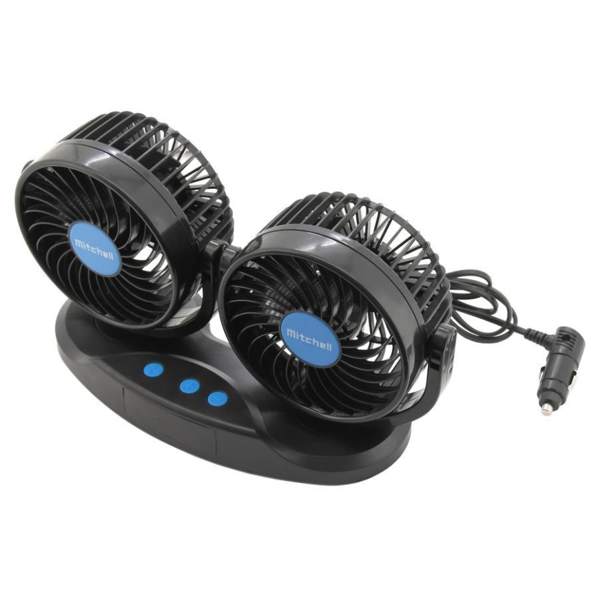 Ventilador para salpicadero de coche con termómetro 9W/12V negro
