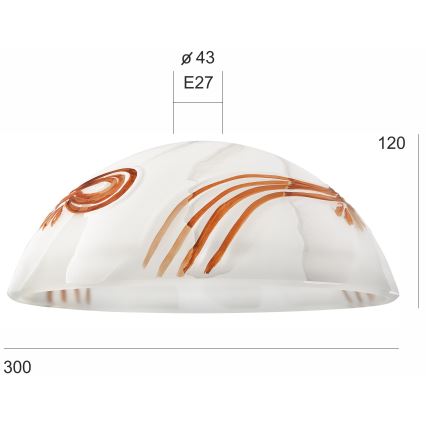 Vidrio de repuesto para lámpara de araña SFERA E27 120x300 mm blanco/naranja
