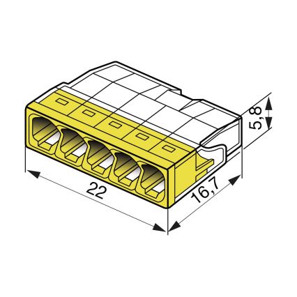 WAGO 2273-205 - Caja de conexión terminal COMPACT 5x2,5 450V amarillo