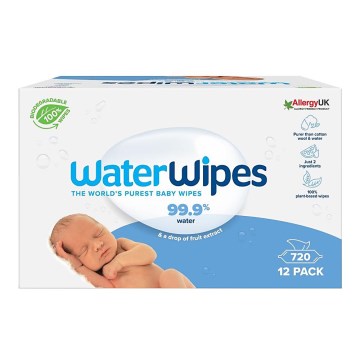 WaterWipes - SET 12x Toallitas húmedas sin plástico 60 uds (720 uds)