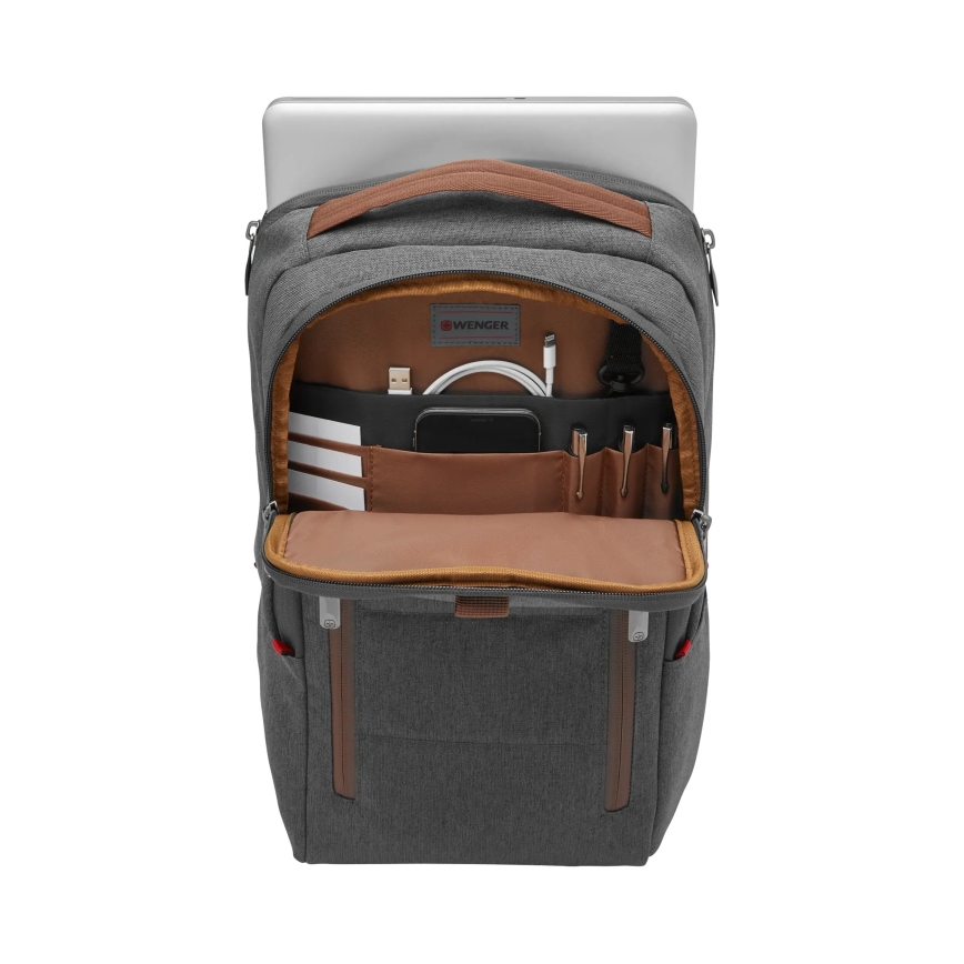 Wenger - Mochila para portátil 15 l 16" con bolsillo para tableta 12" + crossbody bag ciudad Upgrade 2en1 gris