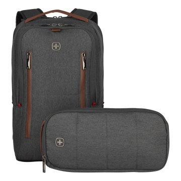 Wenger - Mochila para portátil 15 l 16" con bolsillo para tableta 12" + crossbody bag ciudad Upgrade 2en1 gris